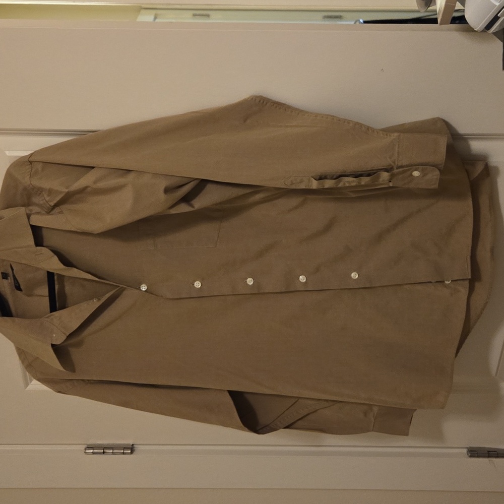 DKNY Dress Shirt Light Brown/ Dark Tan 16.5/35